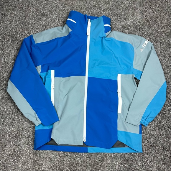 Adidas Terrex CT My Shelter Rain Ready Color Block Mens Jacket Blue Sz M H65694 - Picture 9 of 16